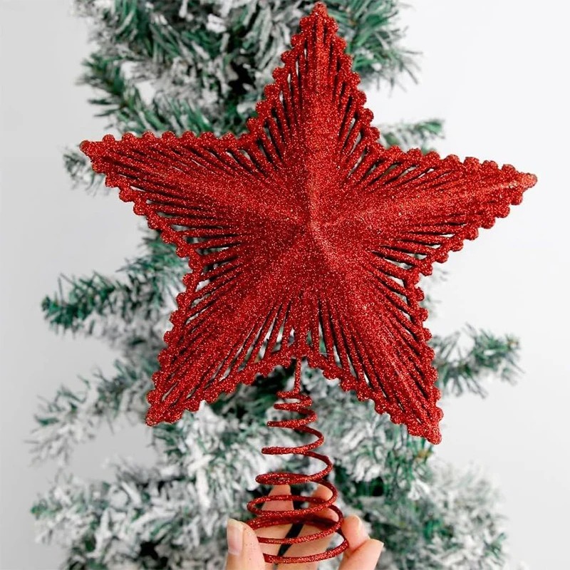 25cm Red Glitter Christmas Tre - đánh giá và giá Star Tree Topper