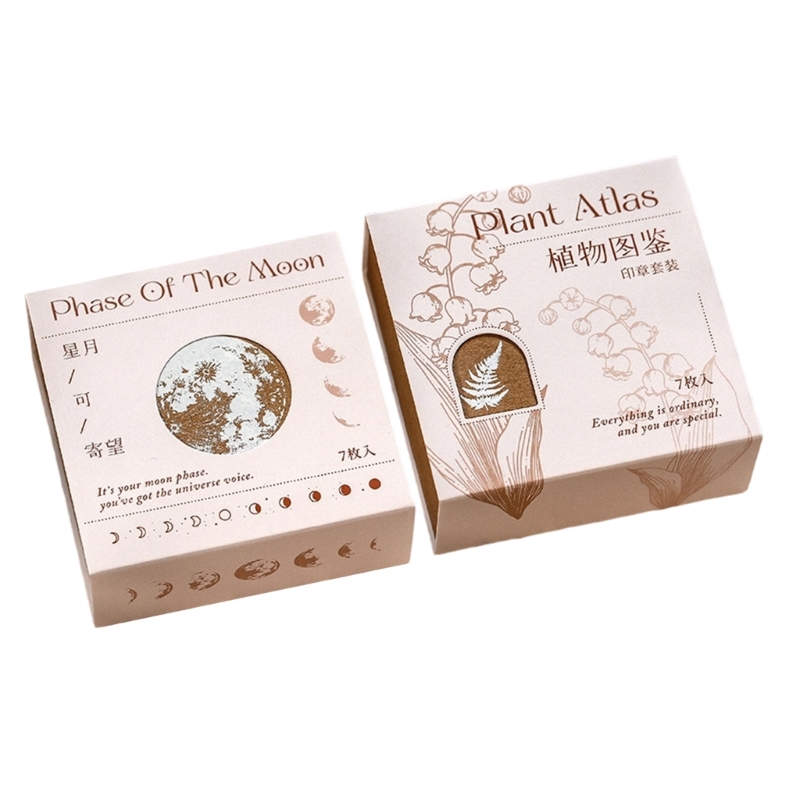 Bộ con dấu khối gỗ 7 mảnh Công - đánh giá và giá Gift Box Wrap Set