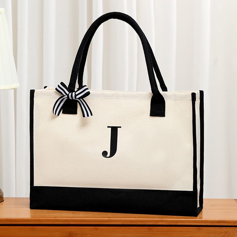 Simple canvas letter tote bag  - đánh giá và giá Ribbon Bow Gift